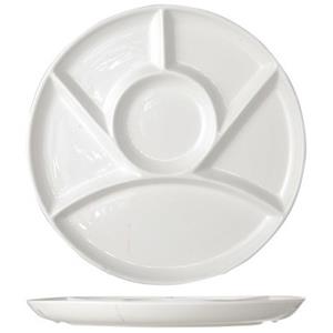Set van 8x stuks porseleinen fondueborden 6-vaks rond 24 cm -