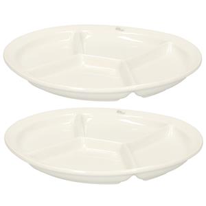 Cosy & Trendy 10x stuks Fonduebord/gourmetbord wit 4-vaks rond 26 cm -