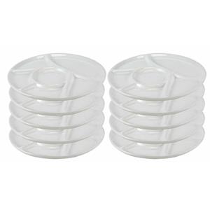 10x Witte fondue/gourmet/bbq borden 22,7 cm 6 vakken -