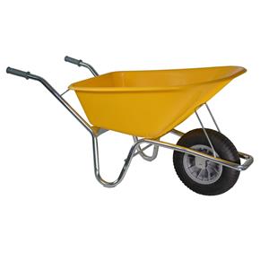 Bouwkruiwagen HDPE 100 Liter geel (NL fabrikaat) (INFORMEER NAAR...