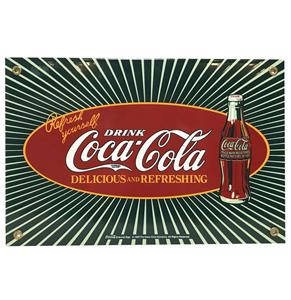 Coca-Cola Sunburst Delicious And Refreshing Emaille Bord 30,5 x 20,5 cm