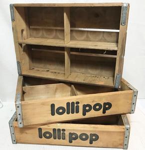 Fiftiesstore Originele Vintage Houten Lolli Pop Flessenkrat