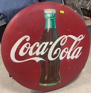 Coca-Cola Flesje Rond Zwaar Metalen Bord - 48/121 cm Origineel