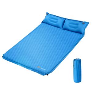 costway Campingmat met Kussen 2 Persoons Zelfopblazende Campingmat Camping Slaapmat 187x131x4cm Blauw