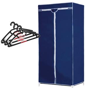 Set Van Mobiele Opvouwbare Kledingkast Met Blauwe Hoes 160 Cm En 15x Plastic Kledinghangers Zwart - Campingkledingkasten