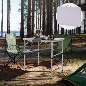 Campingtisch faltbar 75x55x68 cm Silber/Weiß aus Aluminium ML-Design