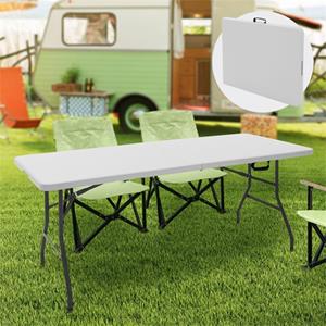 Campingtisch klappbar 180x74 cm Weiß aus Kunststoff ML-Design