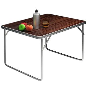 Casaria Campingtafel Houtlook Aluminium 80x60x70cm Inklapbaar