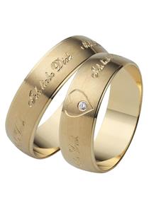 Firetti Trauring mit Gravur feste Außen-Diamantgravur Ich liebe Dich, ca. 6,0 mm breit, Made in Germany, wahlweise mit oder ohne Brillant