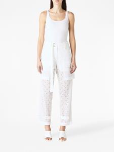 Sacai Broek met geborduurde logo - Wit
