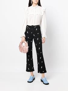 Erdem Broek met bloemenprint - Zwart