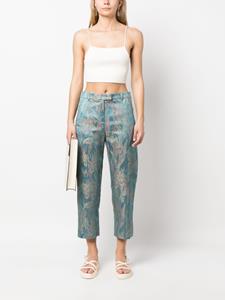 Alberto Biani Broek met bloemen jacquard - Blauw