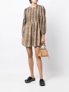 GANNI Jurk met slangenprint - Bruin