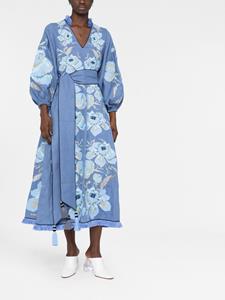 Yuliya Magdych Jurk met bloemjacquard - Blauw