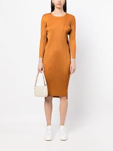 Pleats Please Issey Miyake Geplooide jurk - Oranje