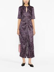 GANNI floral-print silk dress - Zwart