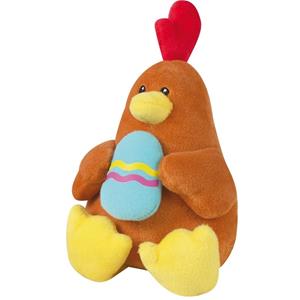 Pluche bruine kip knuffel met paasei 16 cm -