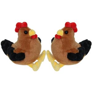 Set van 2x stuks pluche knuffel dieren Kip vogel van 15 cm -