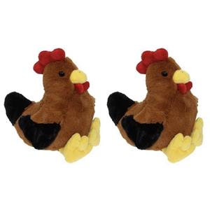 2x Pluche kippen/hanen knuffels 25 cm speelgoed -
