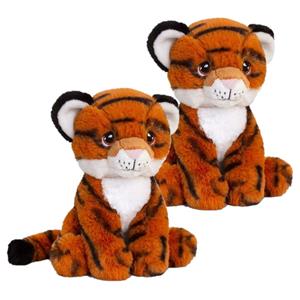 2x stuks pluche tijger knuffel van 18 cm -