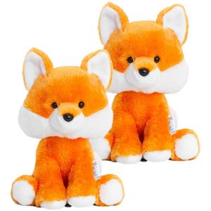 2x stuks  oranje pluche Vos knuffel 14 cm -