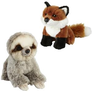 Ravensden Knuffeldieren set vos en luiaard pluche knuffels 18 cm -