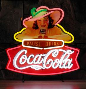 Fiftiesstore Coca-Cola Pause Drink Neon Verlichting Met Achterplaat - 64 x 60 cm