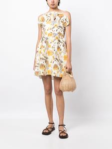 Kika Vargas Emily floral-print strapless dress - Geel