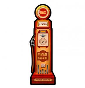 Fiftiesstore Vintage Gas & Oil Gas Pump Zwaar Metalen Bord 66 x 18 cm
