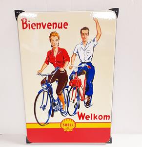 Fiftiesstore Shell Welkom Bienvenue Emaille Bord - 65 x 45 cm