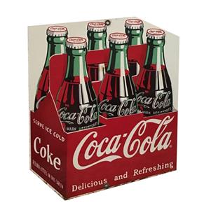 Fiftiesstore Coca-Cola 6-Pack Emaille Bord - 30 x 35 cm - Ande Rooney 1990's
