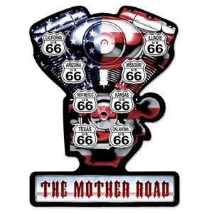 Fiftiesstore V-Twin Route 66 The Mother Road Zwaar Metalen Bord