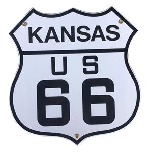 Route 66 Kansas Emaille Bord 30 x 28 cm