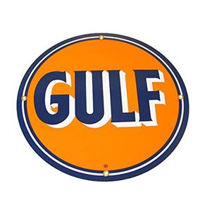 Fiftiesstore Gulf Logo Emaille Bord 12 / 30 cm