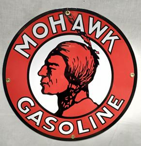 Fiftiesstore Mohawk Gasoline Emaille Bord