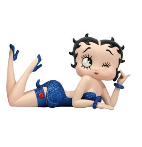 Fiftiesstore Betty Boop Liggend (Blauw Glitter) Beeld