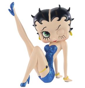 Fiftiesstore Betty Boop Leg Up (Blauw Glitter) Beeld