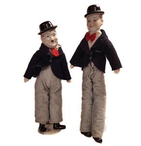 Fiftiesstore Laurel & Hardy Poppen - Porselein - Origineel - Set Van 2