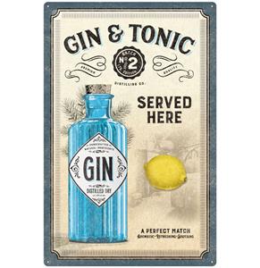 Fiftiesstore Metalen Bord 40 x 60 cm Gin & Tonic Served Here