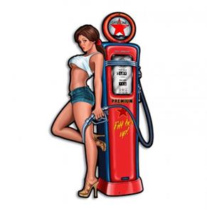 Fiftiesstore Gas Pump Pin-Up Girl Zwaar Metalen Bord 59 x 33 cm