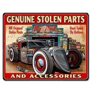 Fiftiesstore Genuine Stolen Parts And Accessories Zwaar Metalen Bord 40 x 30 cm