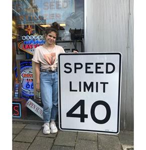 Fiftiesstore Speed Limit 40 Metalen Straatbord - Origineel - 122 x 92 cm