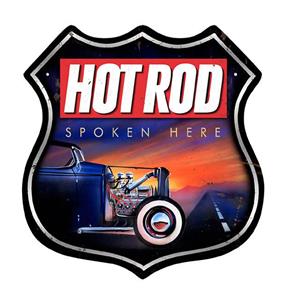 Fiftiesstore Hot Rod Spoken Here Zwaar Metalen Bord