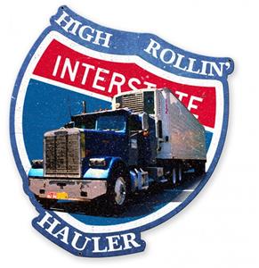 Fiftiesstore High Rollin' Interstate Hauler Zwaar Metalen Bord 40 x 35 cm