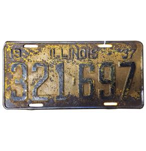 Fiftiesstore Illinois Kentekenplaat - 1937 - Origineel