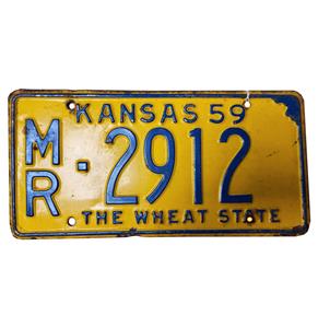 Fiftiesstore Kansas Kentekenplaat - 1959 - Origineel