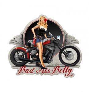 Fiftiesstore Bad Ass Betty Pin-Up Zwaar Metalen Bord 49 x 60 cm