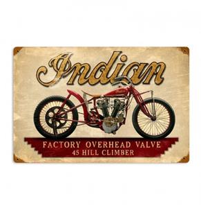 Fiftiesstore Indian Factory Overhead Valve Zwaar Metalen Bord 45 x 30 cm