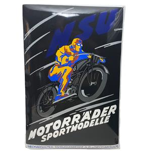 Fiftiesstore NSU Motorrader Sportmodelle Emaille Bord 68 x 47 cm