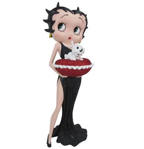Fiftiesstore Betty Boop Met Rode Glitter Kussen Box (Zwarte Jurk) 36.5cm